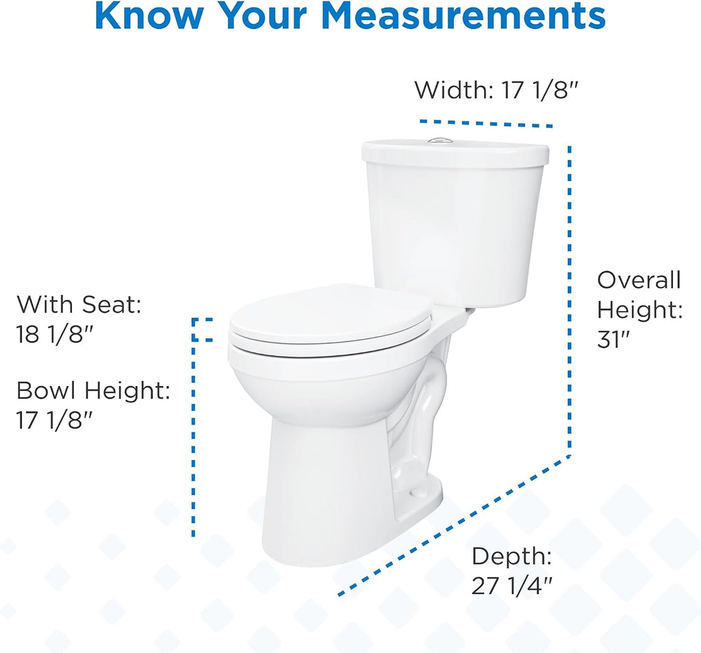 Gerber Maxwell Select Round Dual-Flush 1.0/1.28 GPF Two-Piece Toilet, ADA Chair Height, 12-in Rough-In, High Efficiency, Soft-Close Seat & Install Kit with Wax Ring, White, GRD49220E