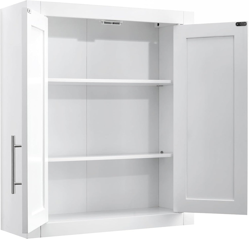 Crosley Furniture Savannah 2-Piece Wall Storage Cabinet, Cabinets for Laundry, Bathroom, Kitchen, White