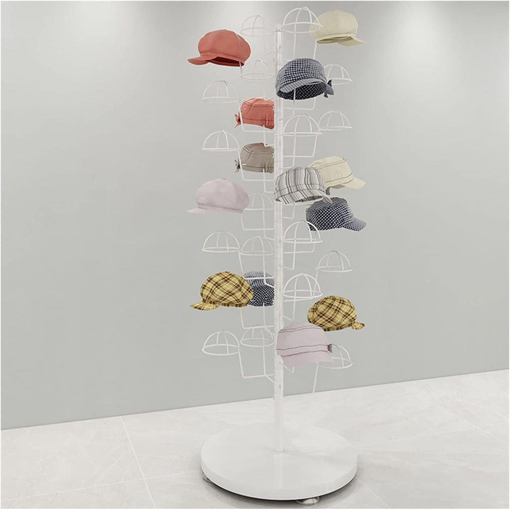 Hat Rack Hat Display Stand Standing Hat Racks for Baseball Caps Display, Large Capacity Metal Hat Holder Organizer - Place 30 Hats, for Commercial/Shops/Salons
