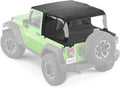 MasterTop 3-Piece Ultimate Summer Soft Top Combo - Bimini Soft Top, Wind Stopper Cab Curtain, and Tonneau Deck Cargo Cover - Fits Jeep Wrangler JK 2-Door 2007-2009 - Black MasterTwill
