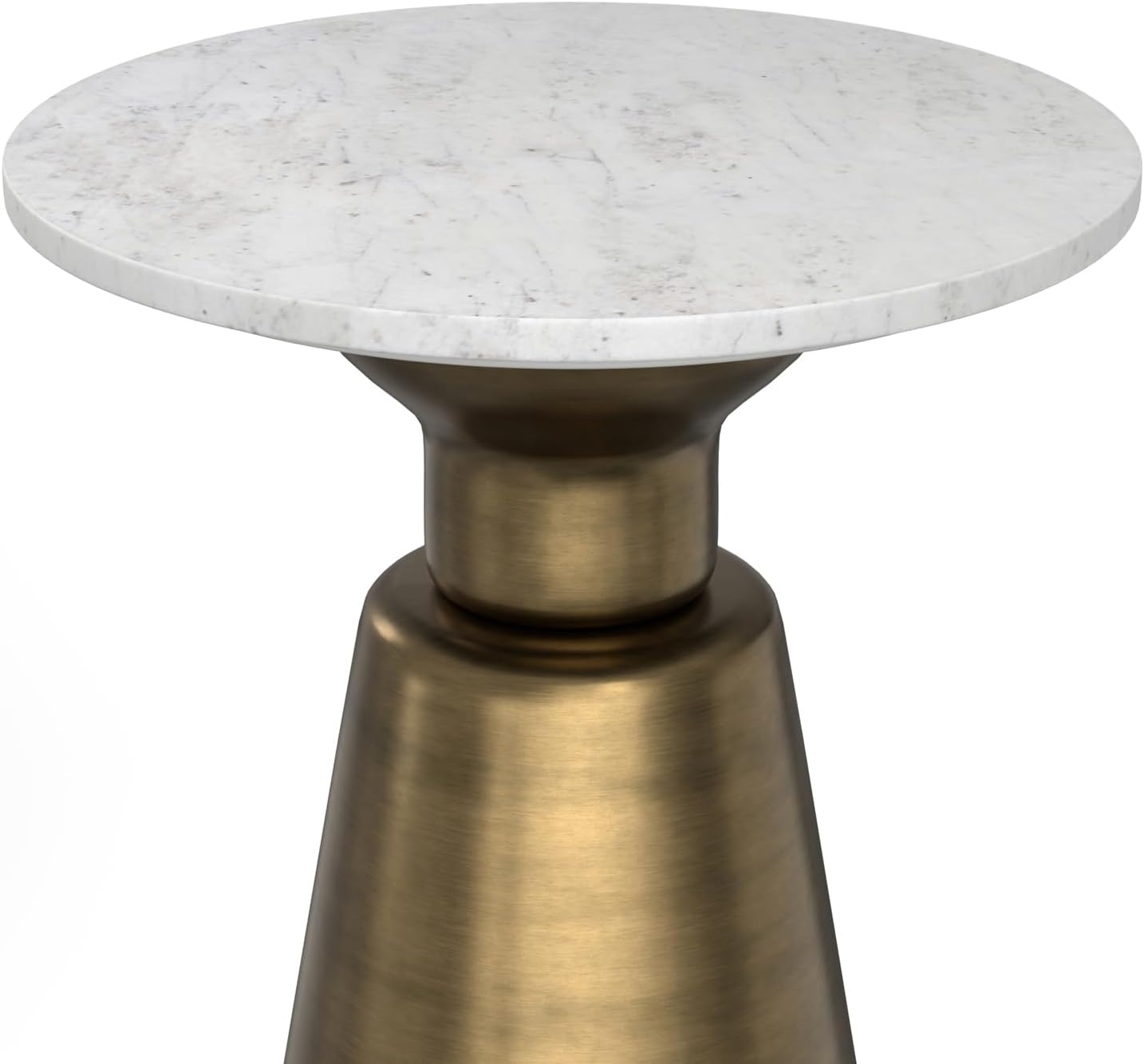 SIMPLIHOME Leyla Metal Side Table - 16 inch Wide Solid Metal Round Accent Table in Antique Brass, Modern Contemporary End Table for Living Room, Bedroom, or Office with Compact Design