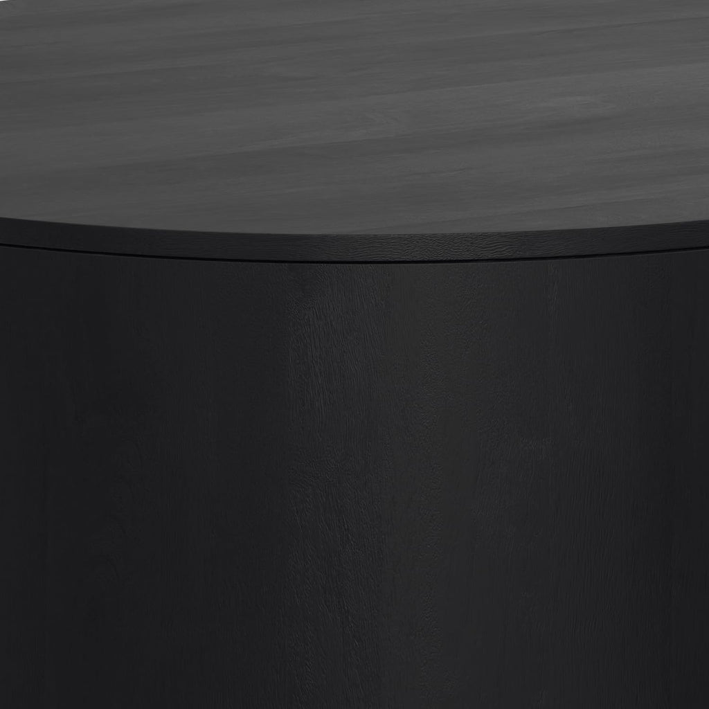 SIMPLIHOME Millbury Drum Coffee Table - 36 inch Wide Solid Mango Wood Round Living Room Table in Black, Contemporary Cocktail Table for Family Room or Lounge with Large Surface, Assembled