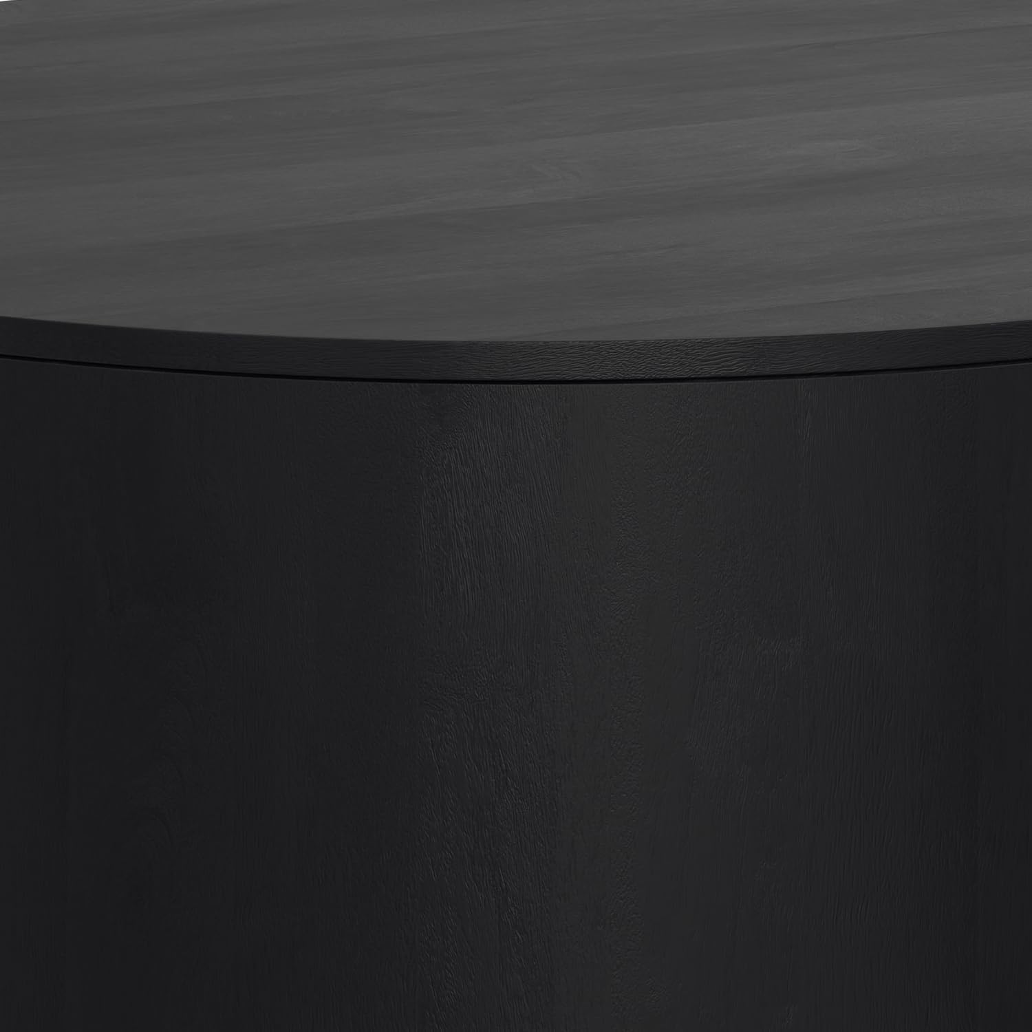 SIMPLIHOME Millbury Drum Coffee Table - 36 inch Wide Solid Mango Wood Round Living Room Table in Black, Contemporary Cocktail Table for Family Room or Lounge with Large Surface, Assembled