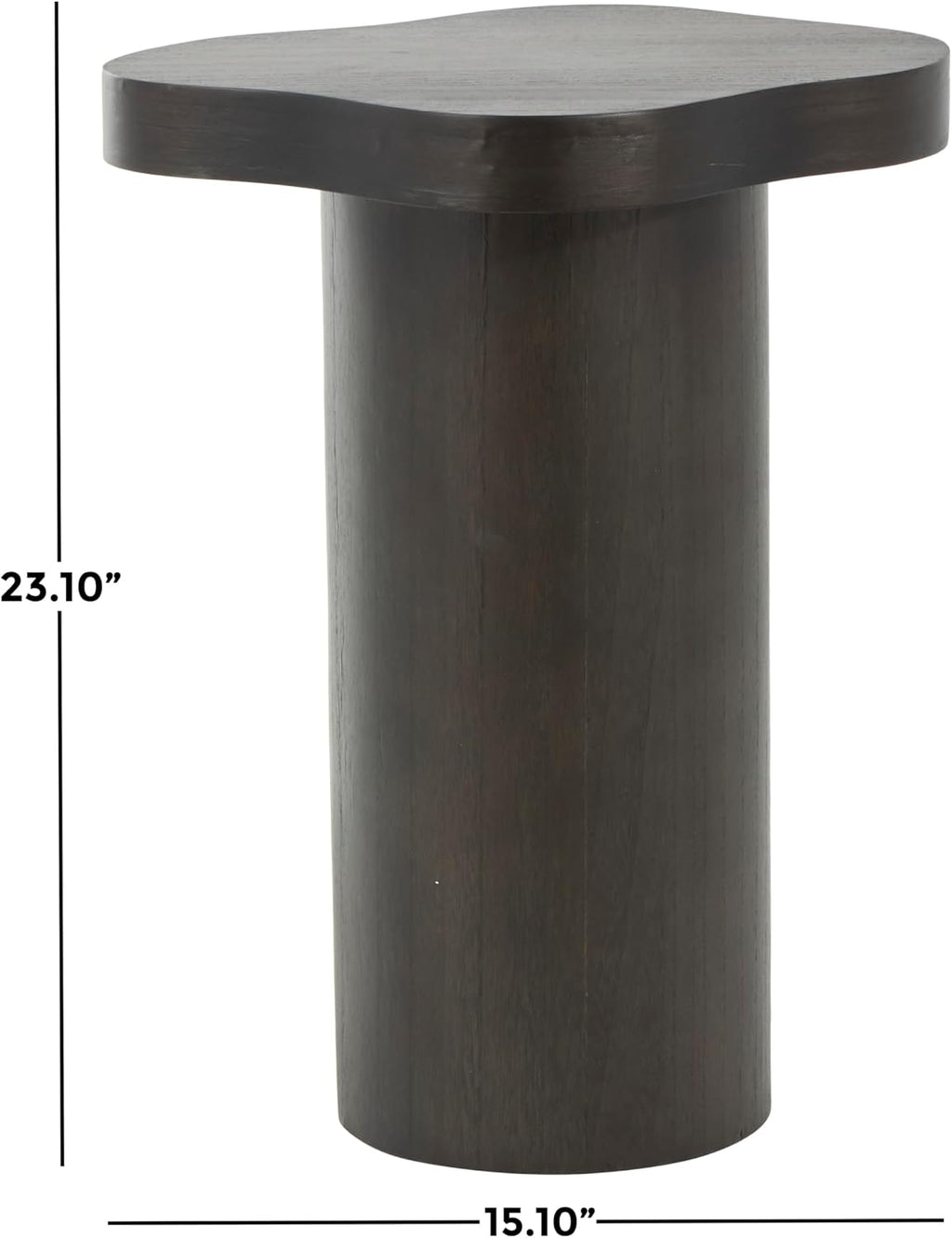 Deco 79 Wood Side End Accent Table Pedestal End Table with Rounded Square Top, Side Table 15' x 15' x 23', Black