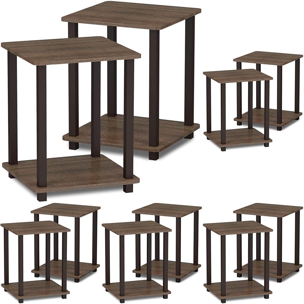 Furinno Simplistic Set of 2 End Table, Walnut/Brown (Pack of 5)