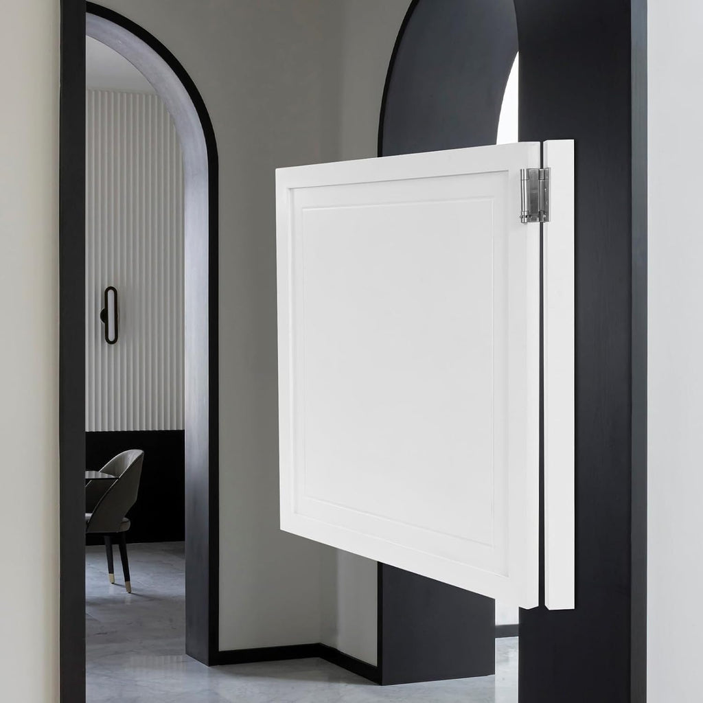 Swinging Door Cafe Doors,Solid Wood Swing Door Interior Saloon Half Partition Doors with 3 Hinges for House Kitchen Shop Entrance Pub Porch(35.4x35.4in-White-2)