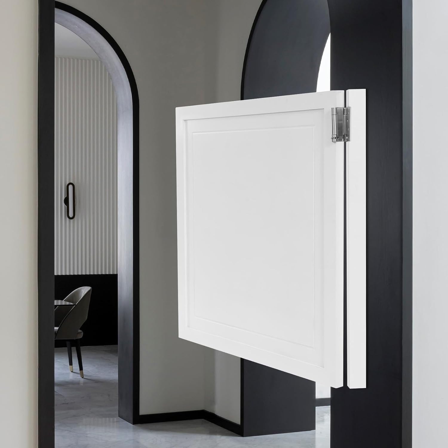 Swinging Door Cafe Doors,Solid Wood Swing Door Interior Saloon Half Partition Doors with 3 Hinges for House Kitchen Shop Entrance Pub Porch(35.4x35.4in-White-2)