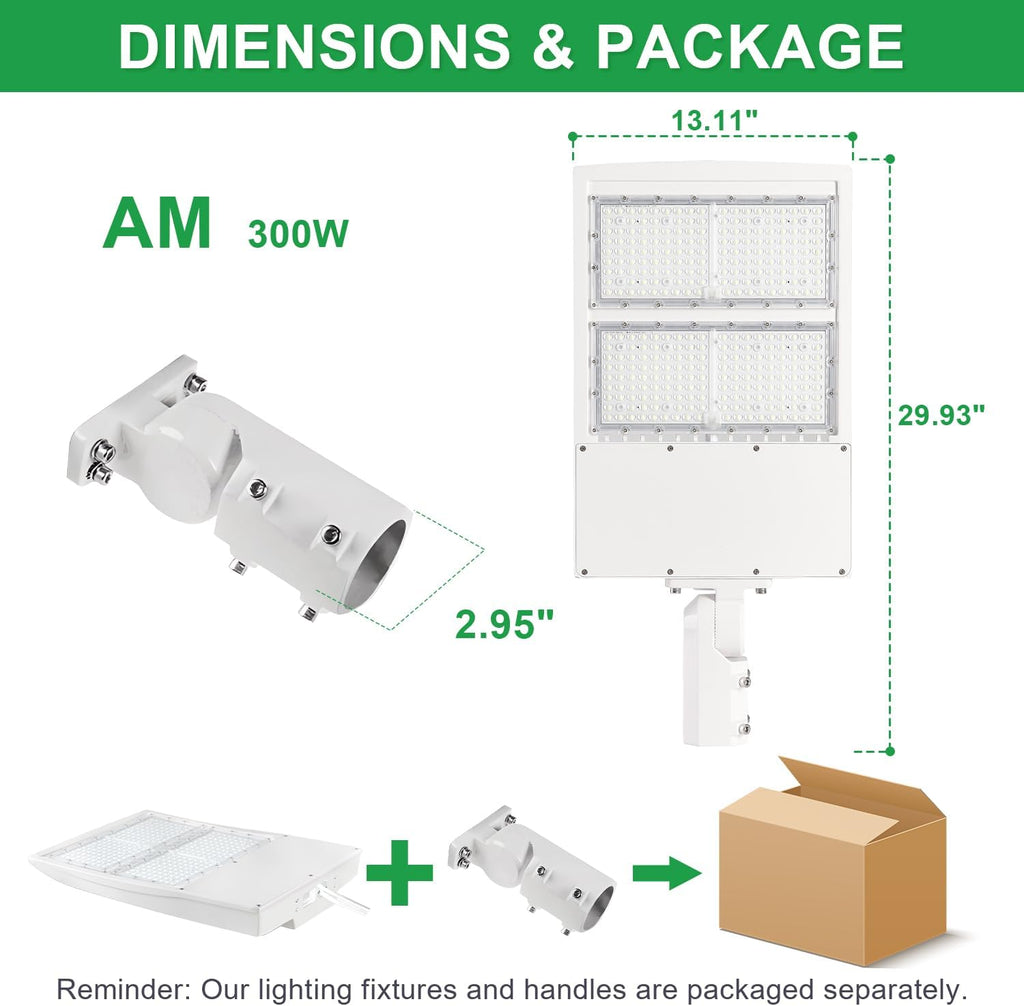 300W LED Parking Lot Light, 5000K 42000LM(140lm/w) LED Shoebox Area Light - Slip Fitter Mount, Dimmable Commercial Street Lighting, IP65 Surge Protection Built-in, AC100-277V