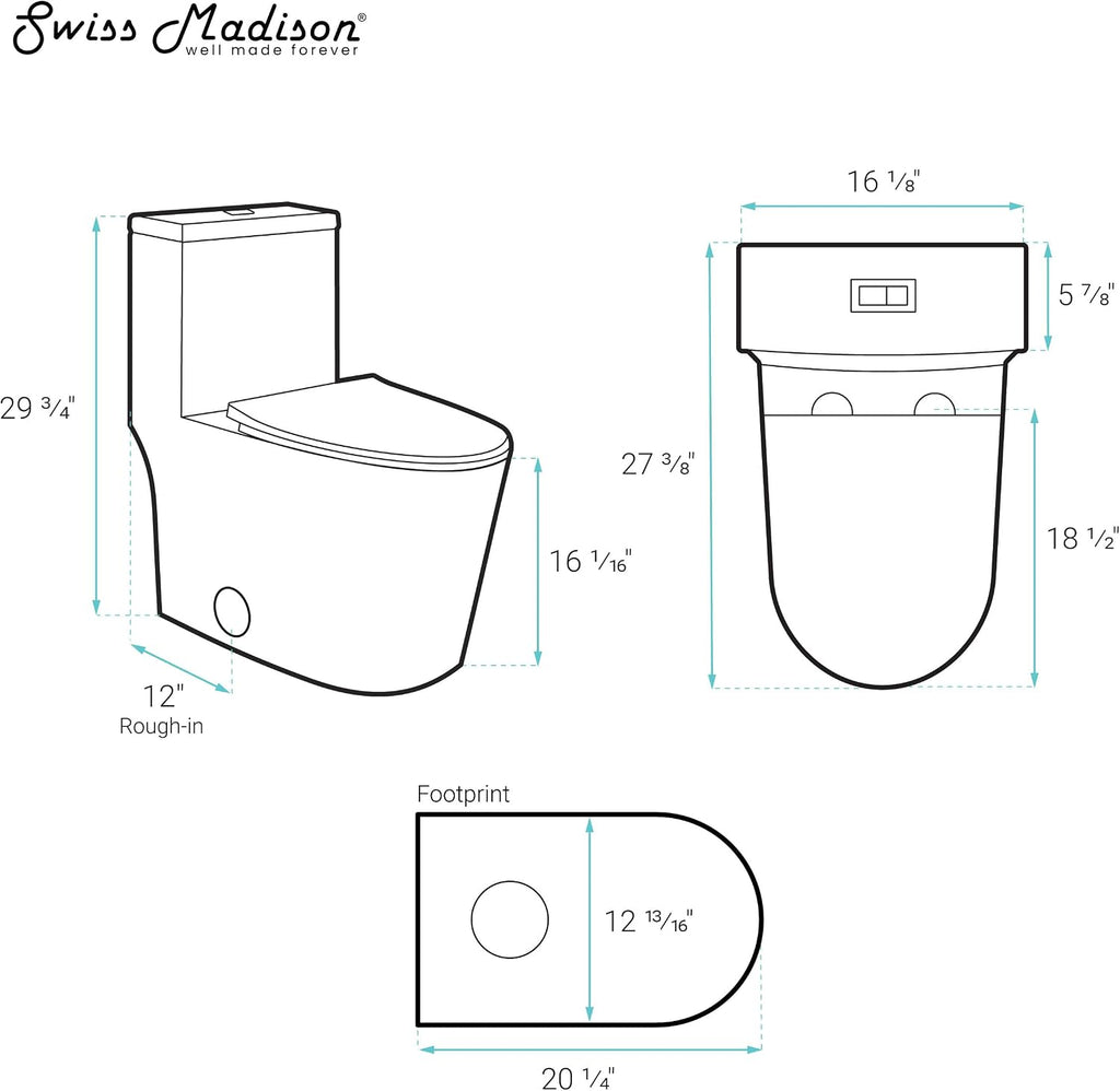 Antibes One Piece Elongated Dual Flush Toilet with 0.95/1.26 GPF