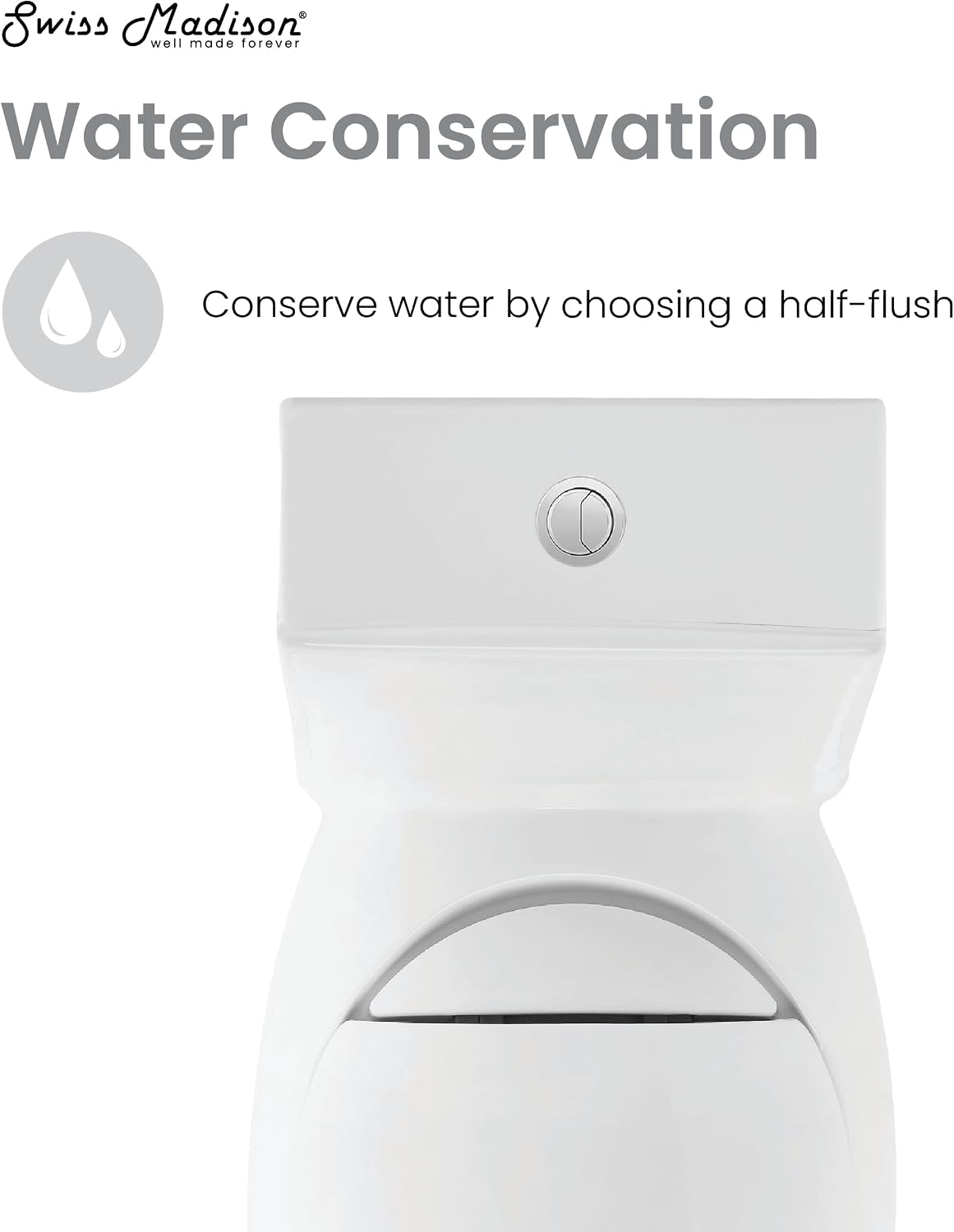 Swiss Madison Plaisir One-Piece Toilet, ADA Toilet, Elongated Egg Toilet Dual-Flush 1.1/1.6 gpf, Glossy White