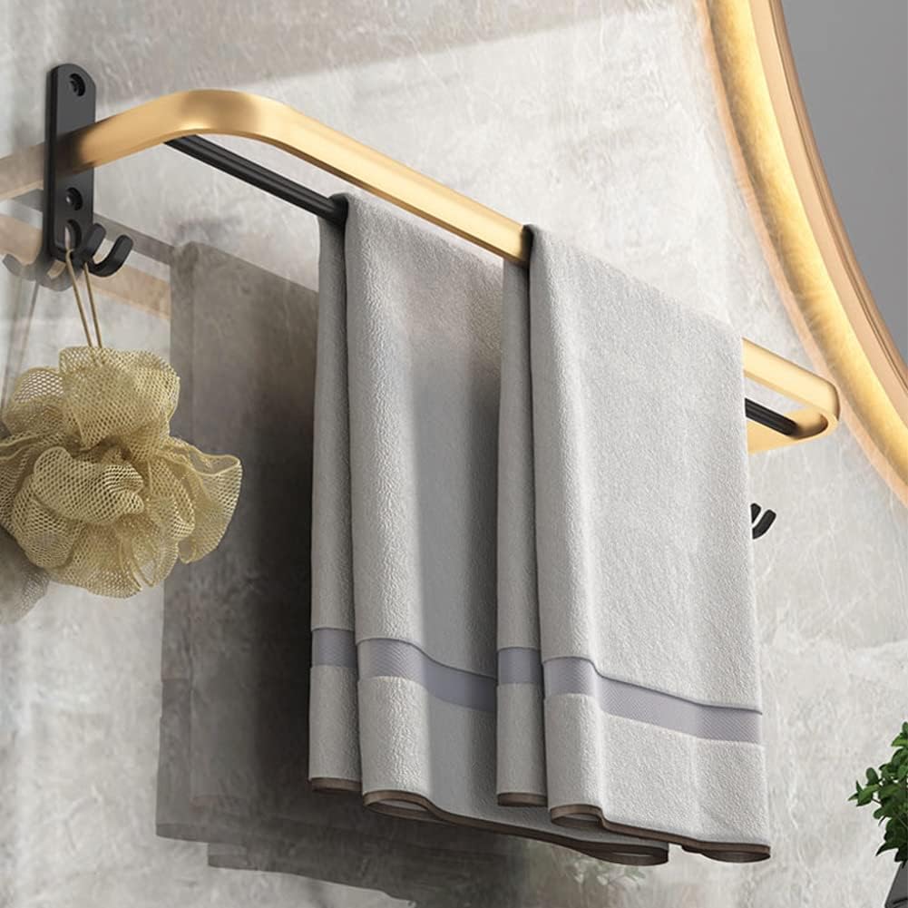 LSLYTQ Towel Rail Rack Bathroom Towel Rack Bathroom Rack Single Towel Bar, Black Gold Towel Rack, Toilet Wall Hanging Light Luxury Shelf for Bathroom Kitchen