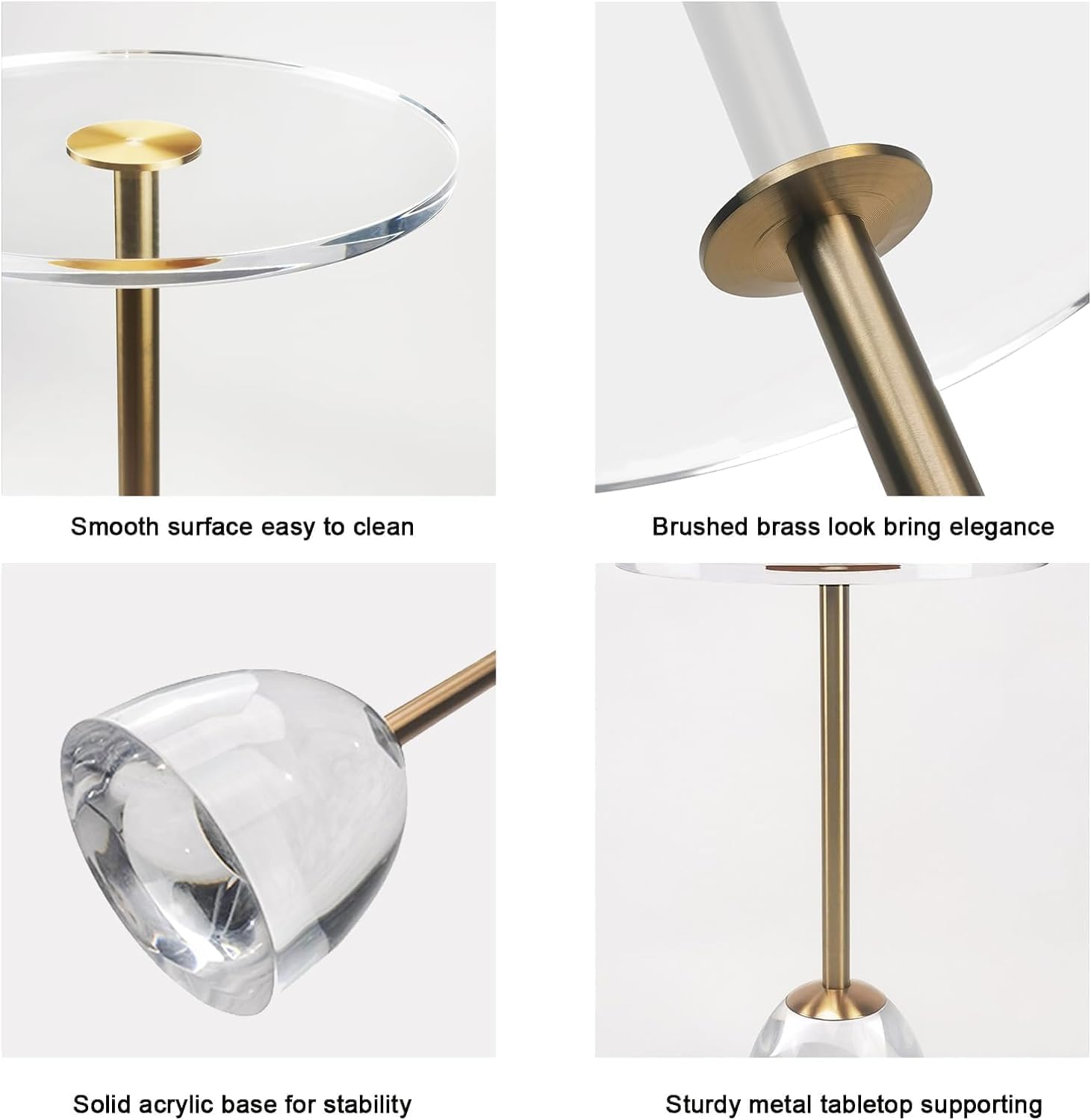 Clear Acrylic End Table, Acrylic Side Table Modern Small Round Table with Solid Base for Living Room, Bedroom（2 pcs）