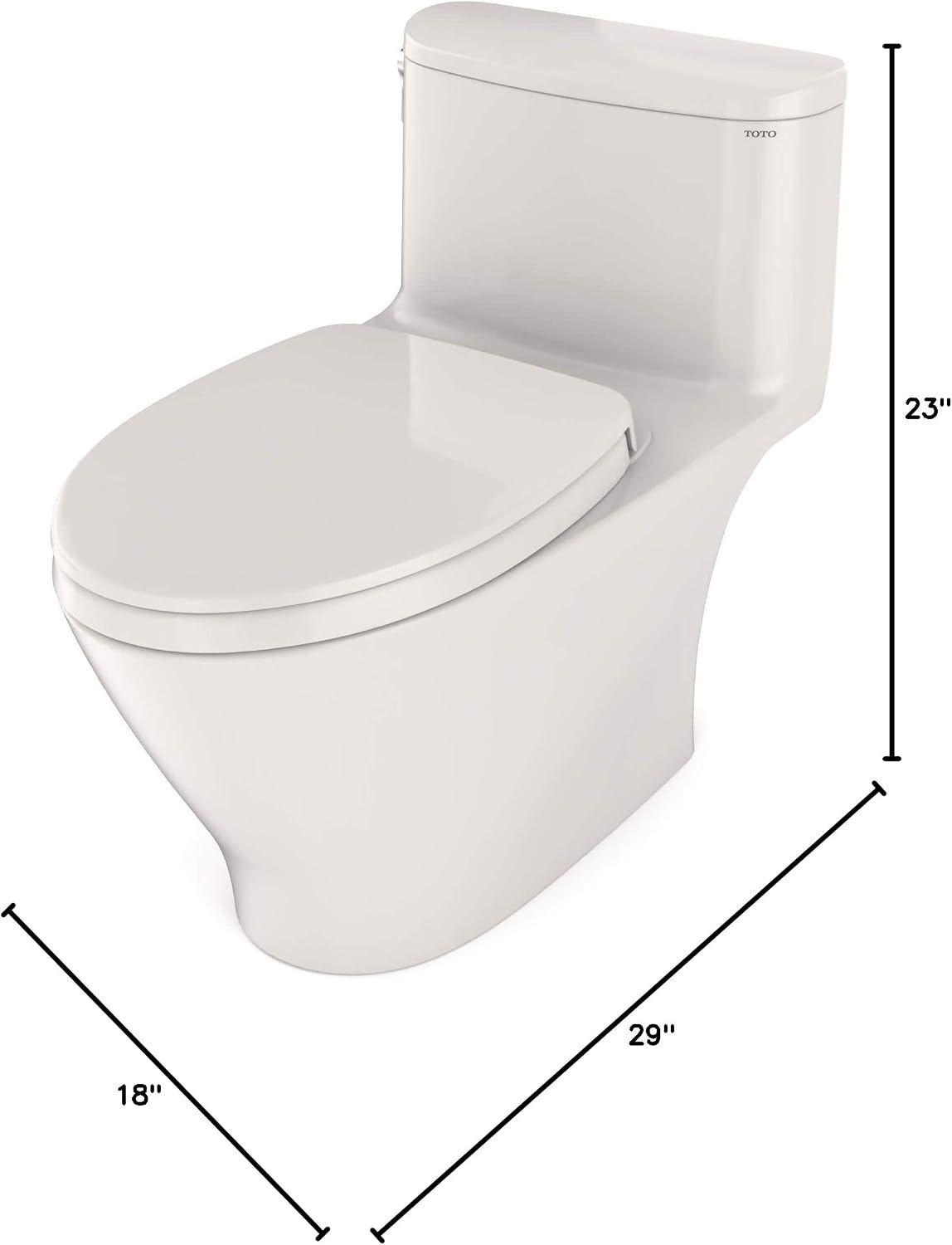 TOTO® Nexus® One-Piece Elongated 1.28 GPF Universal Height Toilet with CEFIONTECT® and SS124 SoftClose Seat, WASHLET®+ Ready, Cotton White - MS642124CEFG#01