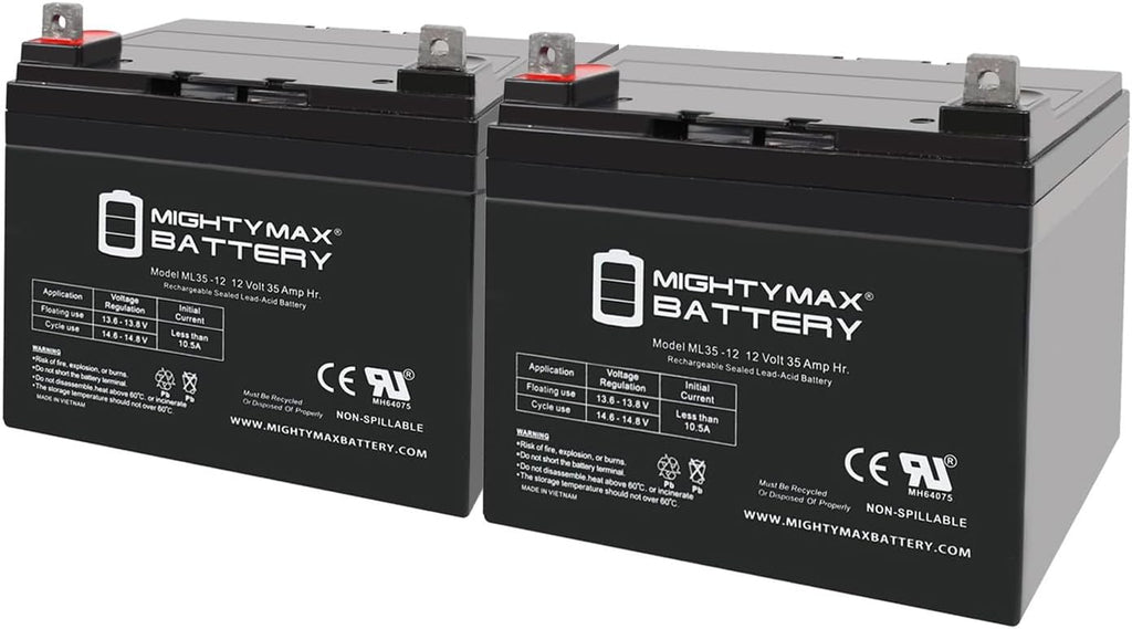 Mighty Max Battery 12V 35Ah Pride Mobility Jazzy Select 6 Replacement Battery - 2 Pack