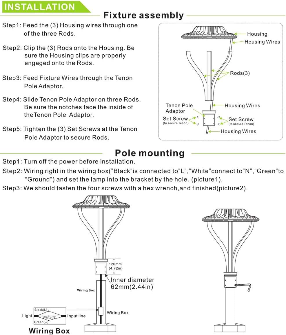 75W LED Outdoor Post Top Light Parking Lot Area Lighting Plaze Lighting Garden Lighitng 5000k Daylight ETL Lighting Facts (G3-75w)