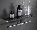 Marble Paper Towel Holder, Towel Rail, Wall Mounted Toilet Paper Holder, Shelf, black-40 Long Shelf with bar