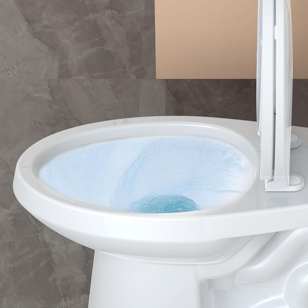 19 Inch Two-Piece Toilet with Elongated Bowl - Soft Close Seat, 1.28 GPF Siphonic Flush, Universal Height ADA Compliant, Cotton White