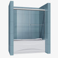 SUNNY SHOWER Bathtub Door 60' W x 57.4' H Bathtub Glass Sliding Shower Tub Door 1/4' Clear Glass, Brushed Nickel Finish