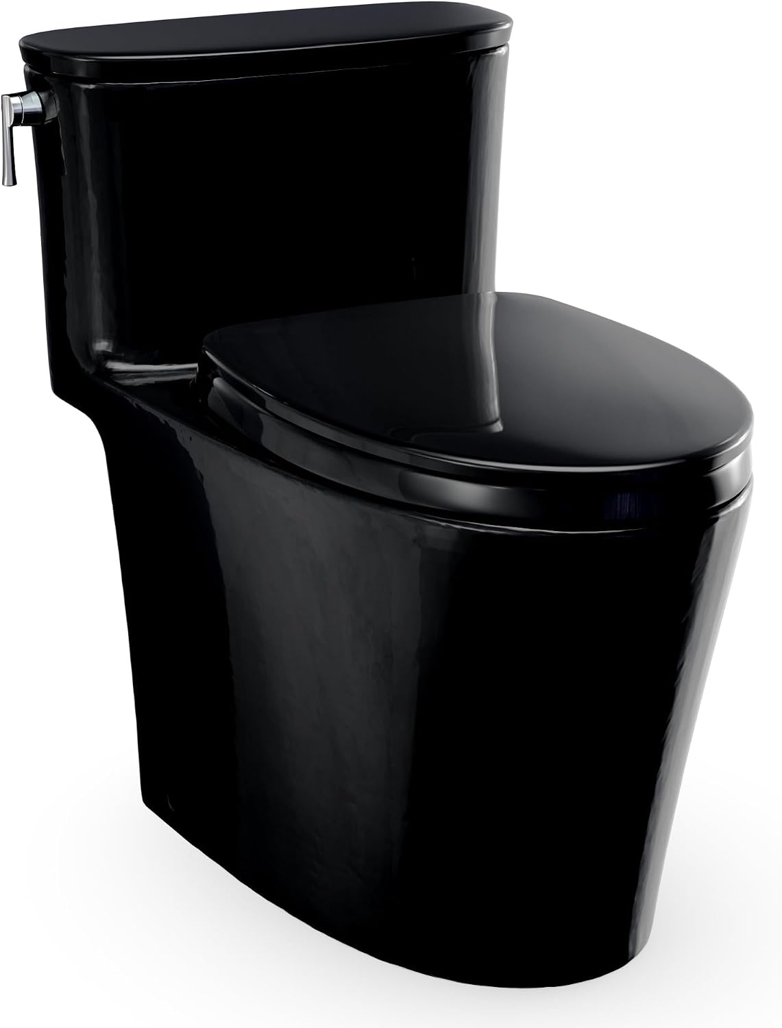 TOTO® Aurora™ One-Piece Elongated 1.28 GPF WASHLET®+ and Auto Flush Ready Universal Height Toilet with SS124 SoftClose® Seat, Ebony - MS686124CEF#51