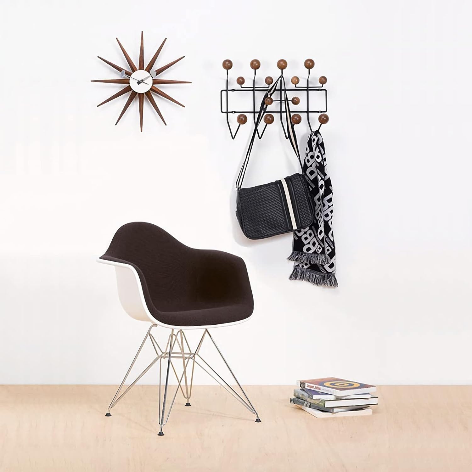 SHISEDECO Classic Hang it All Coat Rack, Mid Century Modern Wall Mounted Hooks with Painted Solid Wooden Balls, Decorative Creative Fashion Wood Hanger for Home, Bedroom (Dark Walnut)