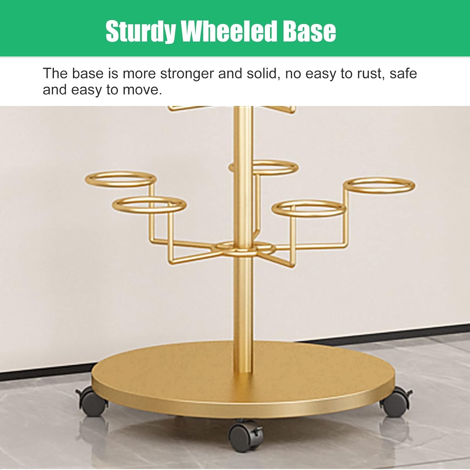 Hat Rack Hat Display Stand Floor Standing Gold Hat Racks Organisers with Wheels, Commercial Multi-Layer Hat Holder Stand for Cowboy/Baseball Caps, Large Capacity