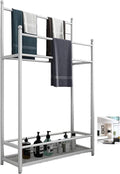 Exquisite Bathroom Shelves Beach Towel Drying Rack Freestanding Outdoor Towel Holder Stand with Bottom Storage Shelf and 4 Bars, Metal Towel Ladder Rack for Bathroom, Kitchen, Washroom