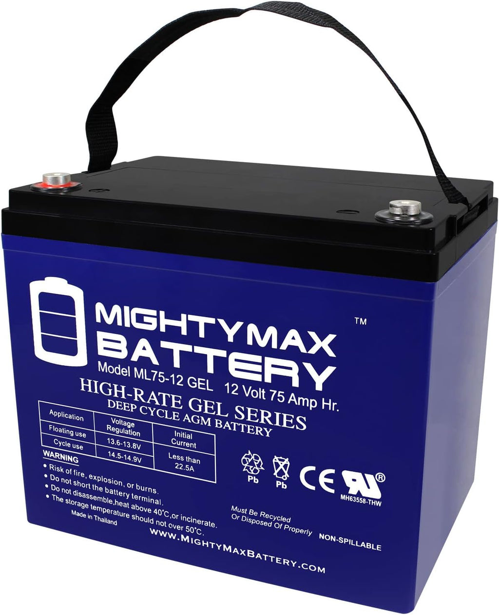 Mighty Max Battery 12V 75AH GEL Battery Replacement for Scooter Wheelchair Mobility