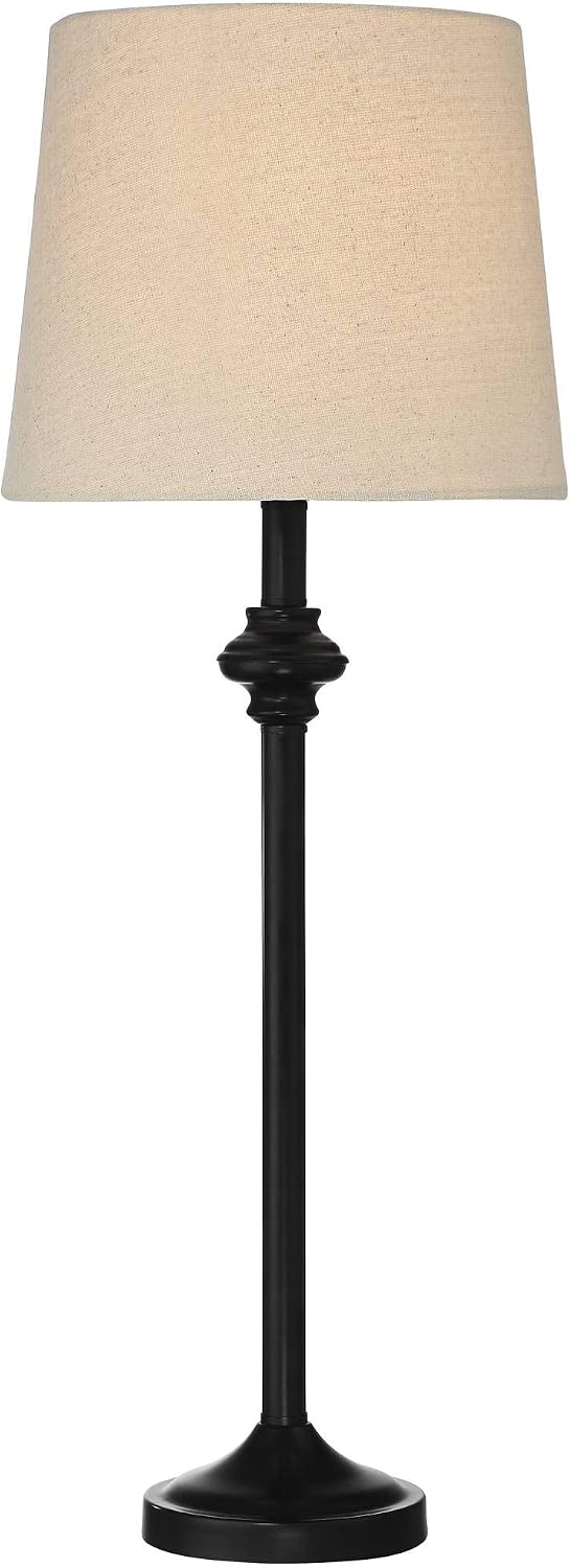360 Lighting Carter Traditional 3 Piece Table Floor Lamp Set Black Metal Cream Fabric Tapered Drum Shade Decor for Living Room Bedroom House Bedside Nightstand Home Office Reading Family