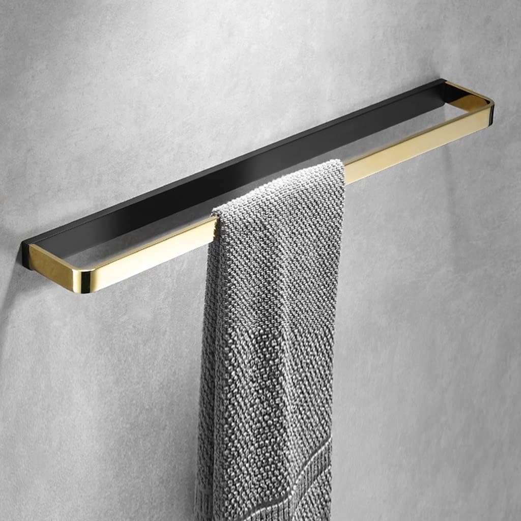 Towel Rail for Bathroom,Light All Copper Solid Hand Towel Holder,Bathroom Rail,Wall-Mounted Towel Bar/Single Rod Black Gold 60Cm,Single Rod Black Gold 60cm-a