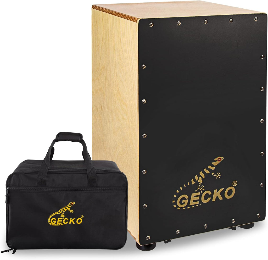GECKO Cajon BOX Drum-Wooden Percussion Box musical instrument bass drum box acoustic box drum beat box with Internal Adjustable Guitar Strings cajon drum set package