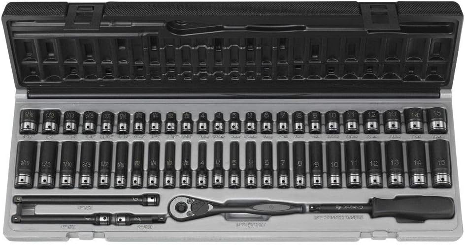 Grey Pneumatic (89253CRD) 1/4' Drive 53-Piece 12-Point Fractional and Metric Duo-Socket Set