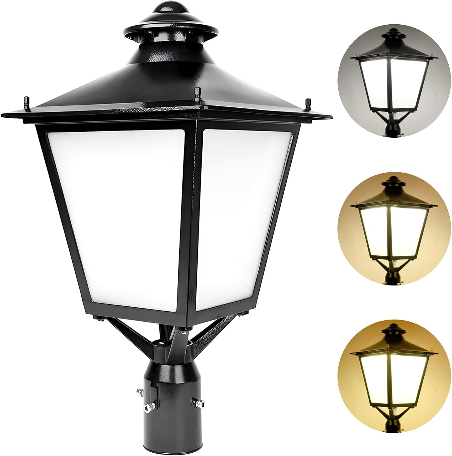 LED Post Top Light 120W/100W/80W Power Tunable, 3CCT 3000K/4000K/5000K Outdoor Post Pole Lights, IP65 Waterproof LED Parking Lot Light for Garden Yard Street Lighting, AC100-277V UL Listed