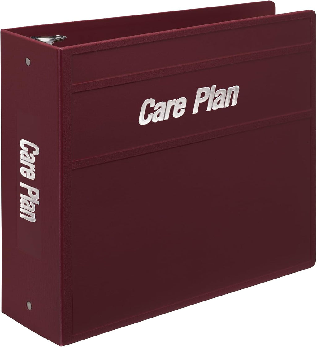 Carstens 4-Inch Heavy Duty Round Ring Binder for Medical Care Plans – Side Opening, Wine, Case of 10, Durable Plastic, No Pockets, Holds 600 Sheets, Made in USA (1874-3RCS)
