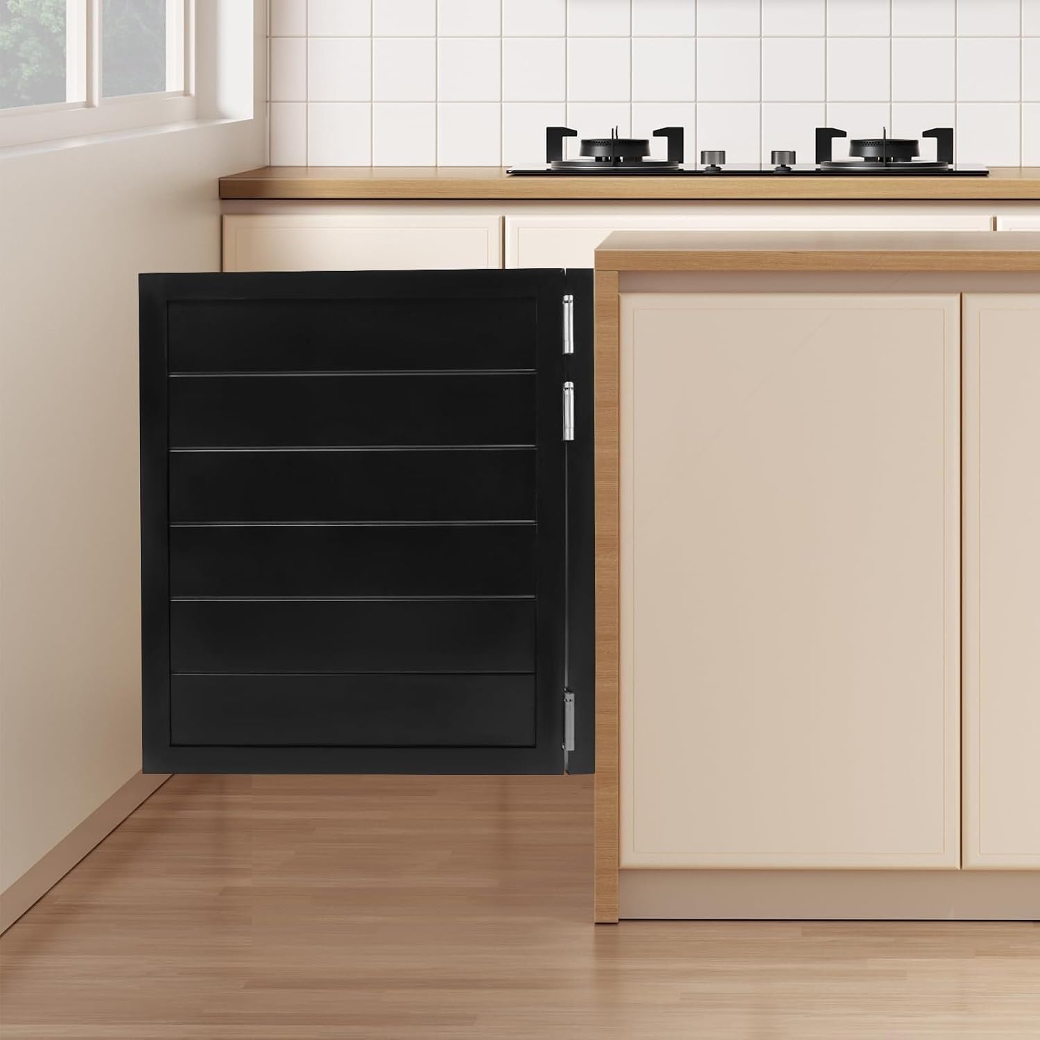 Swinging Cafe Door,Pine Wood Saloon Door Includes Hinges, Single Half Doors for Kitchen Shop Entrance Partition Pub(Black,31.5x35.4in)
