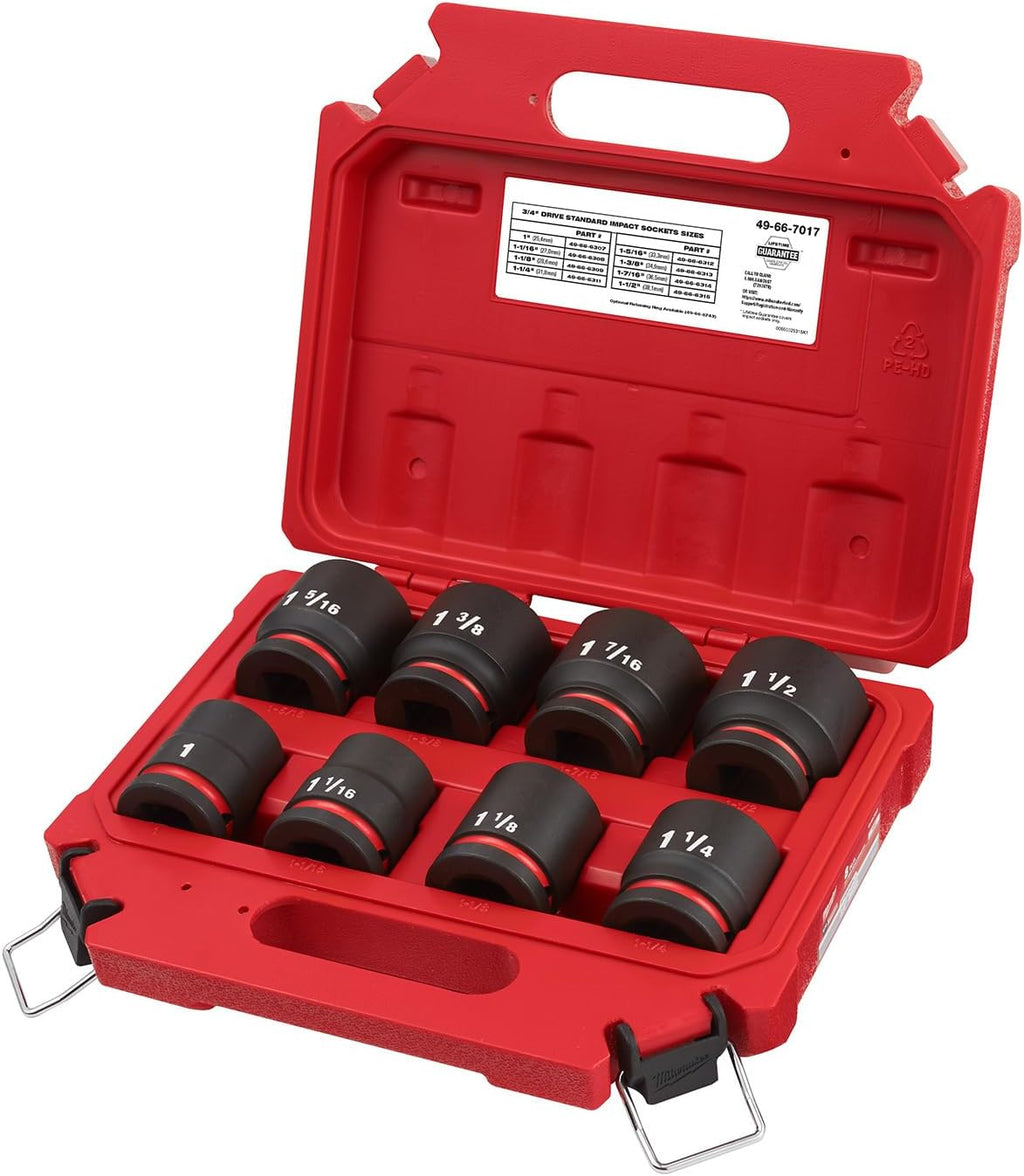 Milwaukee Electric - 8PC IMP Duty 3/4DR SAE STD 6-PT Socket Set