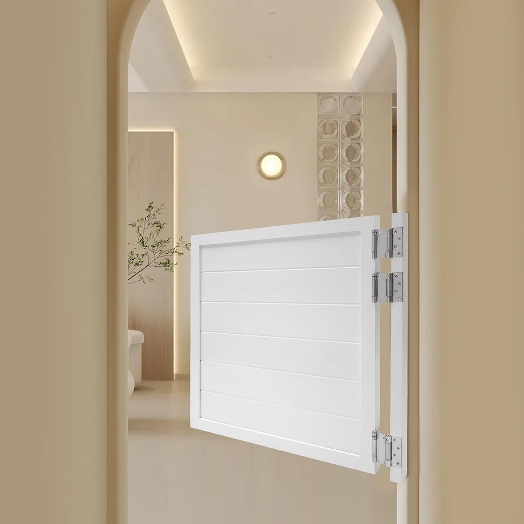 Cafe Swinging Doors,Wood Interior Saloon Half Partition Swing Door with 3 Hinges for House Kitchen Shop Entrance Pub Porch(35.4 * 35.4in-White)