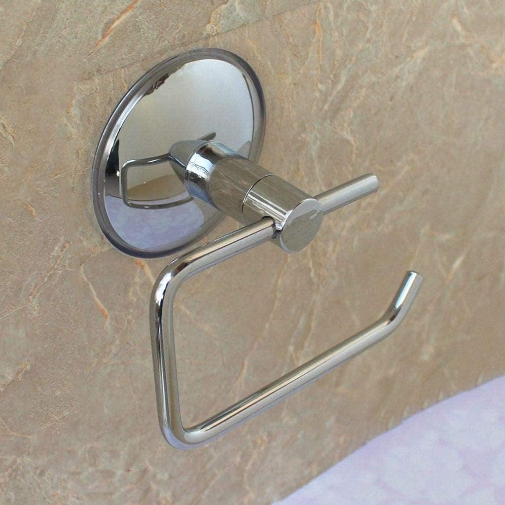FMURY Suction Cup Paper Towel Holder Chrome Plated Stainless Steel Bar for Bathroom Kitchen