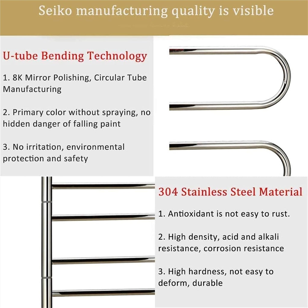 Towel Warmer Heated Towel Rail Rails Electric Rack for Bathroom, Heater, Wall Mounted, Let Towels are No Longer Cold, Brushed Nickel