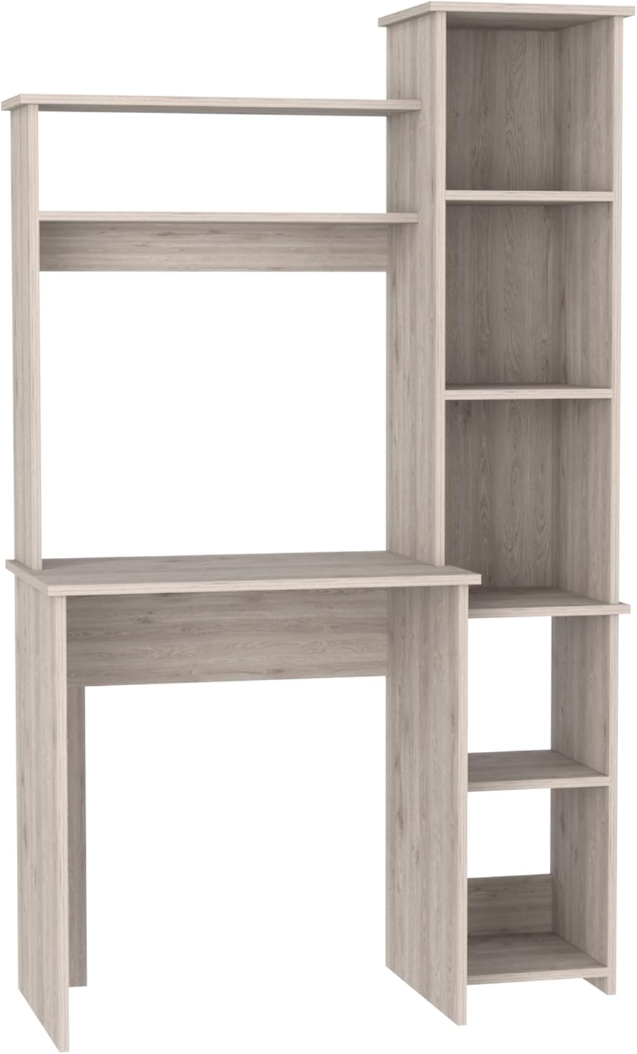 Tuhome Versalles Writing Desk with Two Superior Shelves, Five Side Open Storage Compartments, Space-Saving Modern Workstation Design for Studios and Offices, Ideal for Organization