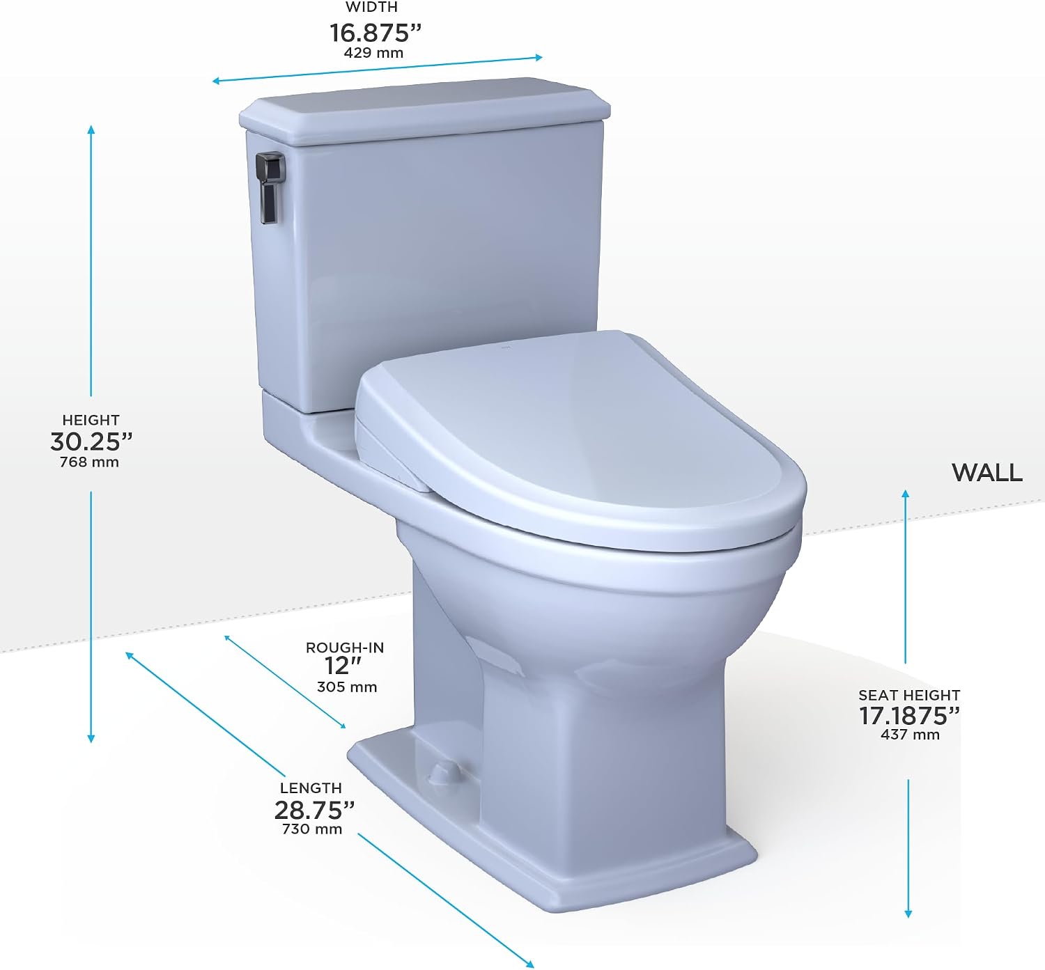 TOTO® WASHLET®+ Connelly® Two-Piece Elongated Dual Flush 1.28 and 0.9 GPF Toilet and Classic WASHLET S7A Classic Bidet Seat, Cotton White - MW4944734CEMFG#01