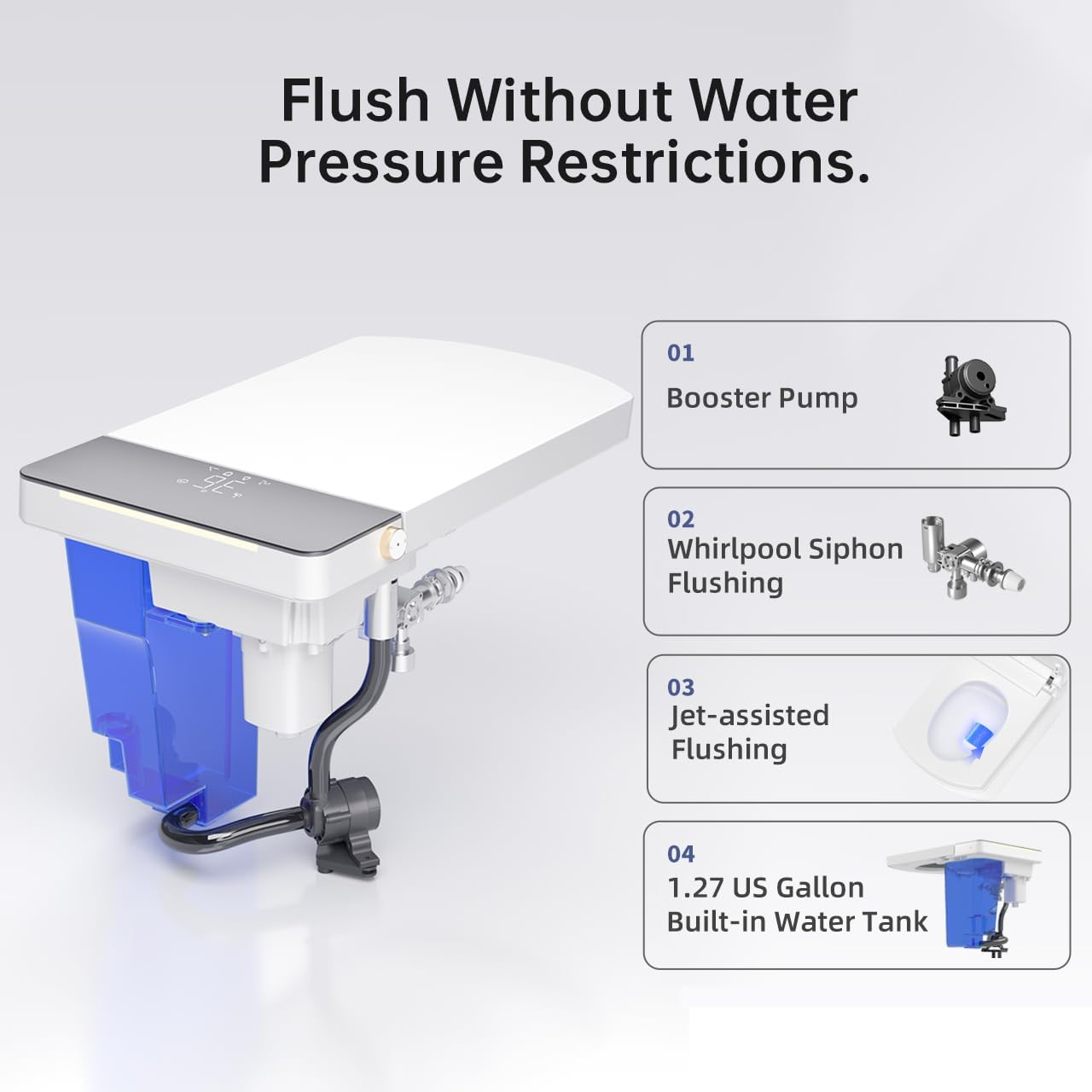 Anwick Smart Toilet with Bidet Built-In | Automatic Toilet Foot Sensor Flush | Elongated One Piece Toilet W/Foam Shield & Self-Cleaning | Bidet Toilet W/Heated Seat, Warm Water & Remote Control (2)