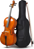 Ktaxon 3/4 Cello, Beginner Cello Acoustic Cello Set with Portable Bag, Bow, Rosin, Bridge, Adults & Kids String Musical Instruments(Natural)