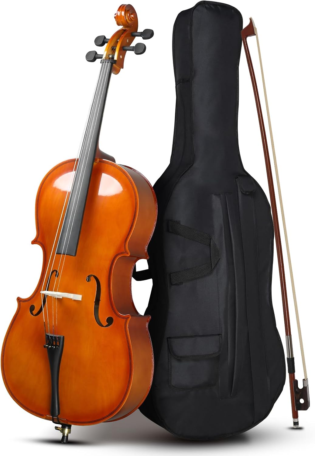 Ktaxon 3/4 Cello, Beginner Cello Acoustic Cello Set with Portable Bag, Bow, Rosin, Bridge, Adults & Kids String Musical Instruments(Natural)