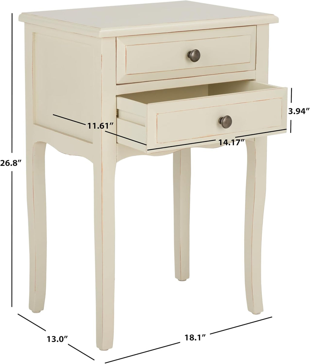 SAFAVIEH Furniture - Lori 2-Drawer End Table - Barley - Solid Wood - Farmhouse Classic Design - Ideal for Living Room, Entryway, Home Office, 18.1' W x 13' D x 26.8' H - Fully Assembled (AMH6576E)