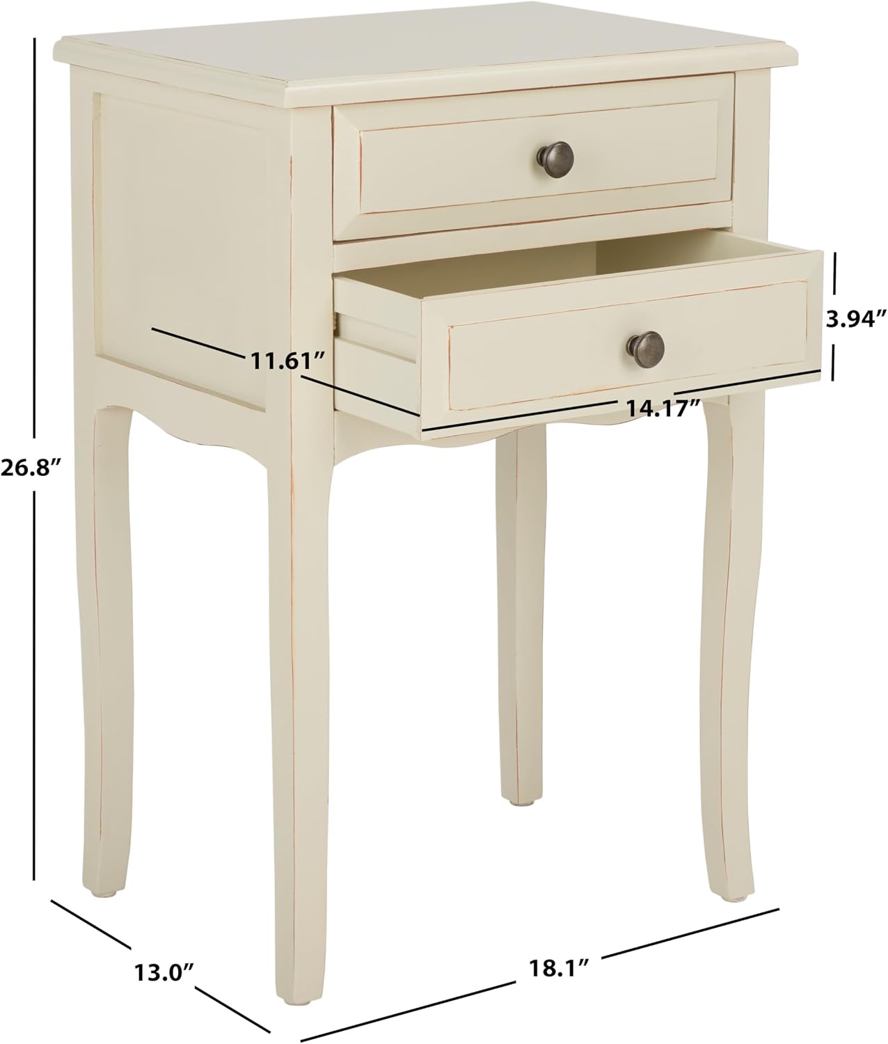SAFAVIEH Furniture - Lori 2-Drawer End Table - Barley - Solid Wood - Farmhouse Classic Design - Ideal for Living Room, Entryway, Home Office, 18.1' W x 13' D x 26.8' H - Fully Assembled (AMH6576E)