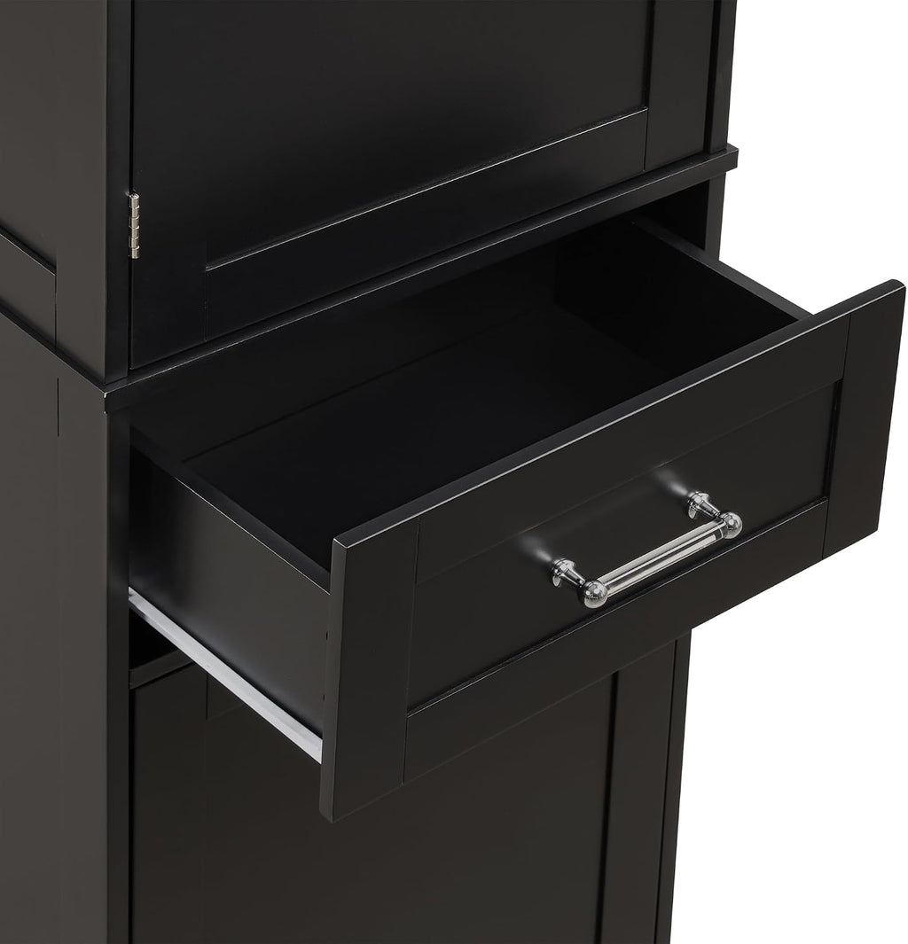 Bathroom Storage Cabinet with Adjustable Shelf, 68.4 in Tall | MDF, painted finish, adjustable shelf, enclosed storage, acrylic handles, anti-tip kit, bathroom, 20 W x 13.5 D x 68.4 H in
