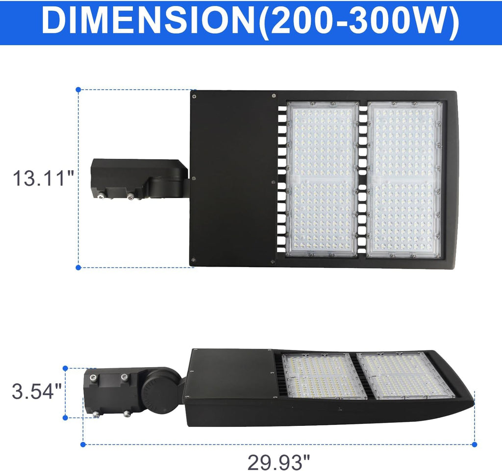 OSTEK 300W LED Parking Lot Light, 42000lm(140lm/w) 5000K LED Shoebox Light -Slip Fitter Mount, Outdoor Area Street Lighting [600-750W HID/HPS Equiv.] Commercial Outdoor Lighting 100-277V,UL&DLC Listed