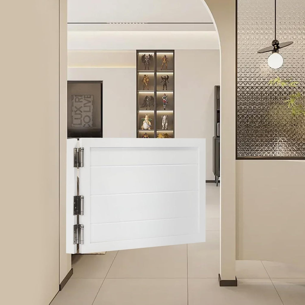 Swinging Doors Cafe Doors with 3 Hinges,Wood Swing Door Interior Saloon Half Partition Door for House Kitchen Shop Entrance Pub Porch(35.4 * 23.6in-White)