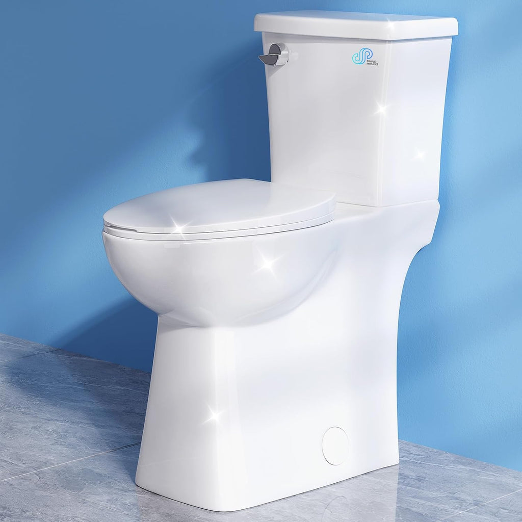 Simple Project 21 inch Tall Toilets for Seniors, Handicap, Tall Person | 12' Rough in Elongated Toilet & Powerful Single Flush 1.28GPF, Extra High Toilet with Soft Closing Seat