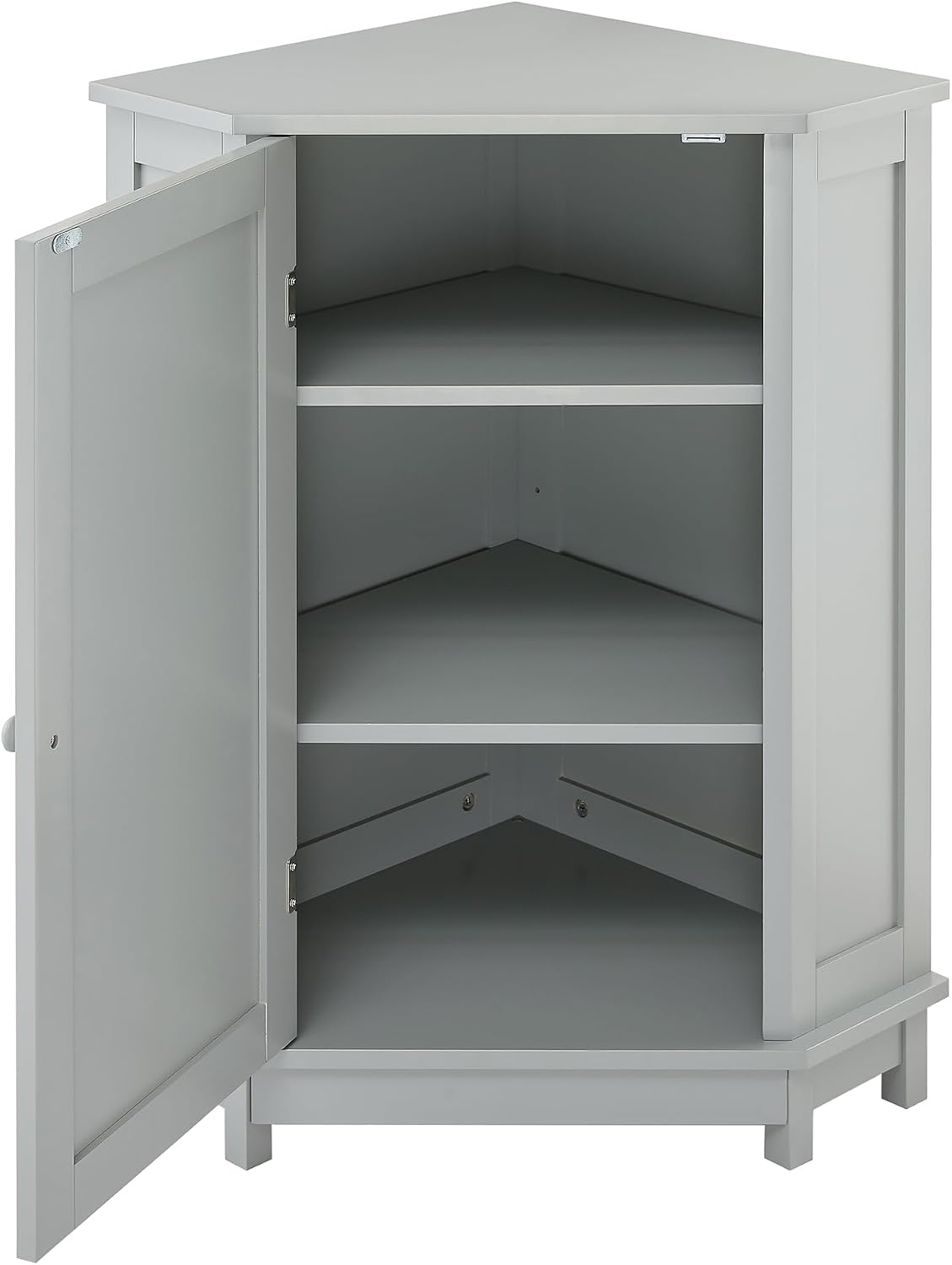 Floor Corner Cabinet with Doors and Adjustable Shelves, Freestanding Bathroom Corner Storage Cabinet for Bathroom, Living Room (1 Door, Grey)